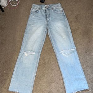 Zara ripped Wide Leg Jeans
